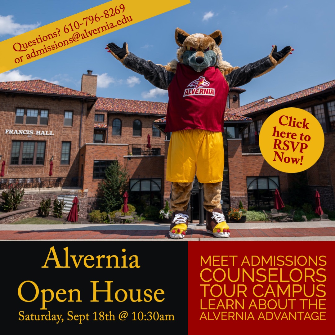 AU_Admissions's tweet photo. You are invited to Alvernia's Open House on Saturday, Sept. 18th. Explore campus &amp; discover how AU can help you reach your future goals. 
RSVP: https://t.co/Xdf3Id0yf5
#alverniauniversity #alverniaadmissions #collegeopenhouse #jointhepackau https://t.co/DZe4sEQMF2