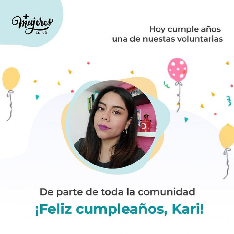 masmujeresux_mx's tweet photo. ¡Feliz viernes y… feliz cumpleaños a una de nuestras increíbles voluntarias! 🥳🎂
¡Feliz cumpleaños @Kary_mexplorer !
Además de ser una increíble UXer, eres una increíble persona, líder e inspiración como organizadora de la iniciativa de nuestra #MujerUX https://t.co/o674YZ75k2