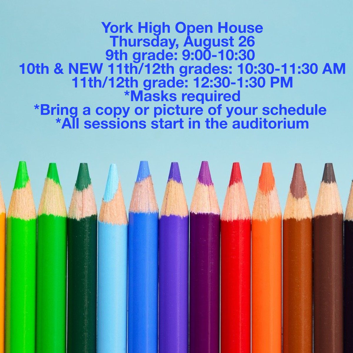 We cannot wait to welcome our Falcons back for the 21-22 school year! <a href="/ShannonSButler/">Shannon Butler</a> <a href="/aaron_mcquillan/">Aaron McQuillan</a> @yhs_falcons <a href="/yorkhighptsa/">YHS PTSA</a> <a href="/YHS_2024/">YHS Class of 2024</a> <a href="/YHS2022_/">YHS 2022</a>