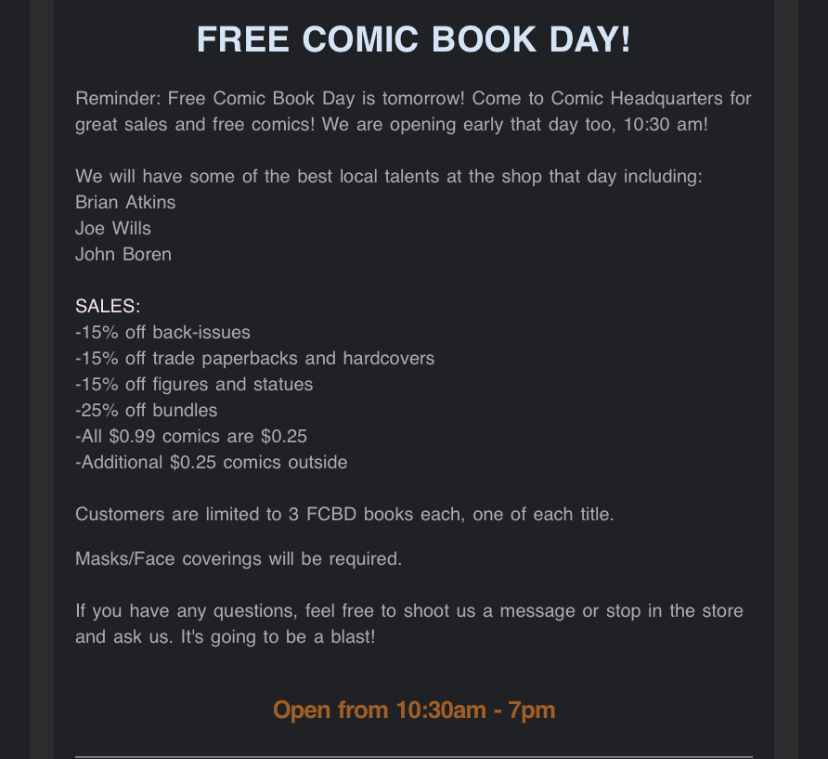 FCBD is tomorrow!