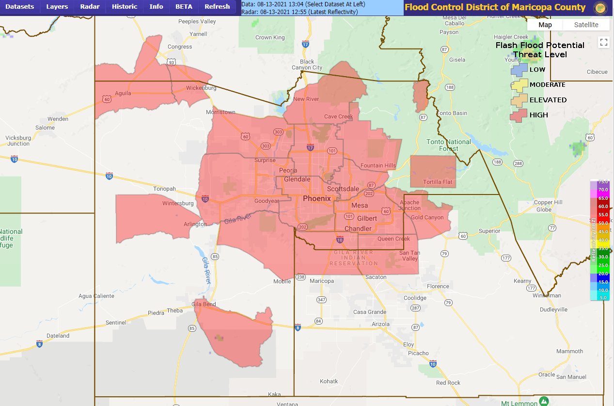 Maricopa County Interactive Rainfall Map The Flood Control District Of Maricopa County On Twitter: "Serious Storms  Headed Our Way... Heavy Rain, Damaging Winds & Small Hail All Possible From  8Pm-3Am. The Flash Flood Potential Threat Level Is