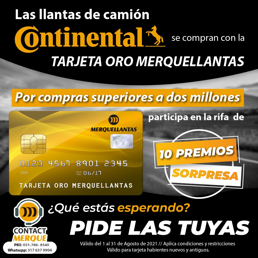 MERQUELLANTAS's tweet photo. ¡No esperes más, equipa tu vehículo en Merquellantas y participa por 10 increíbles precios sorpresa!
Para participar debes tener tu Tarjeta Oro, si aún no cuentas con ella adquiérela en nuestro Contact Merque
📲317 6379904 - (031)7868540 https://t.co/beYOoB5hLM