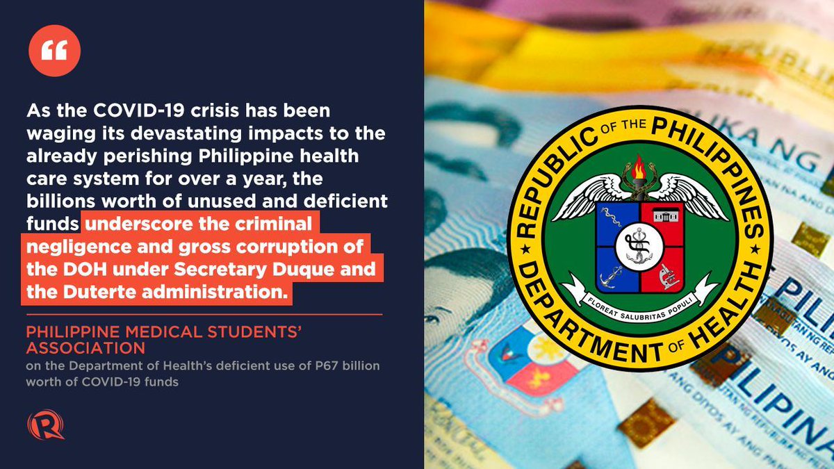 Rappler on Twitter: &quot;Medical students say the audit report on DOH&#39;s  deficient use of P67 billion worth of COVID-19 funds makes one thing clear:  Health Secretary Duque is incapable of leading the