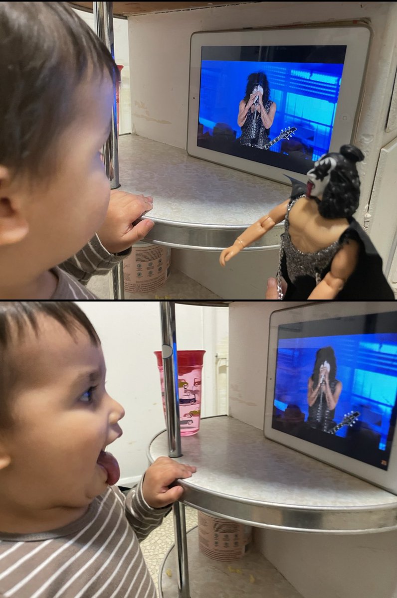 fleafeet's tweet photo. @stephendziedzic We have a one year old who is obsessed with KISS and who will only nap in the car if Bohemian Rhapsody or I Was Made For Loving You is playing. 

This is all thanks to our classic rock loving 6yo! https://t.co/7fcate7Urz