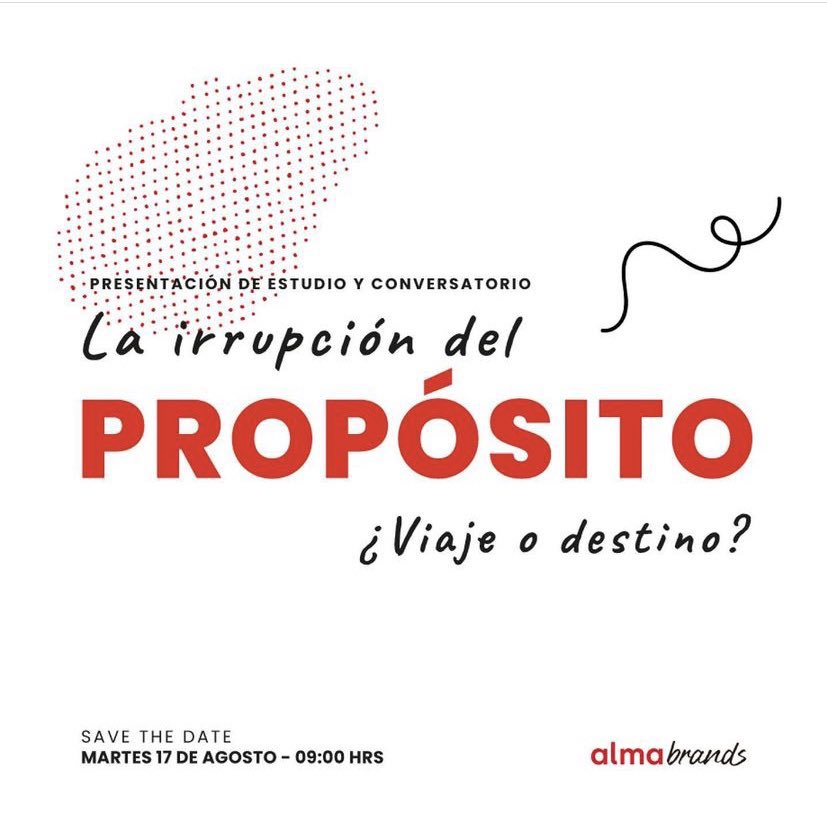 Almabrands's tweet photo. Queremos invitarte a la presentación de nuestro estudio #LaIrrupcionDelProposito y un conversatorio en nuestro canal de YouTube, este martes 17 de agosto, a las 9 AM 

Puedes inscribirte en este link y te enviaremos la invitación el día antes del evento: https://t.co/pUxMrUTPqR https://t.co/nMDKgeN7JL