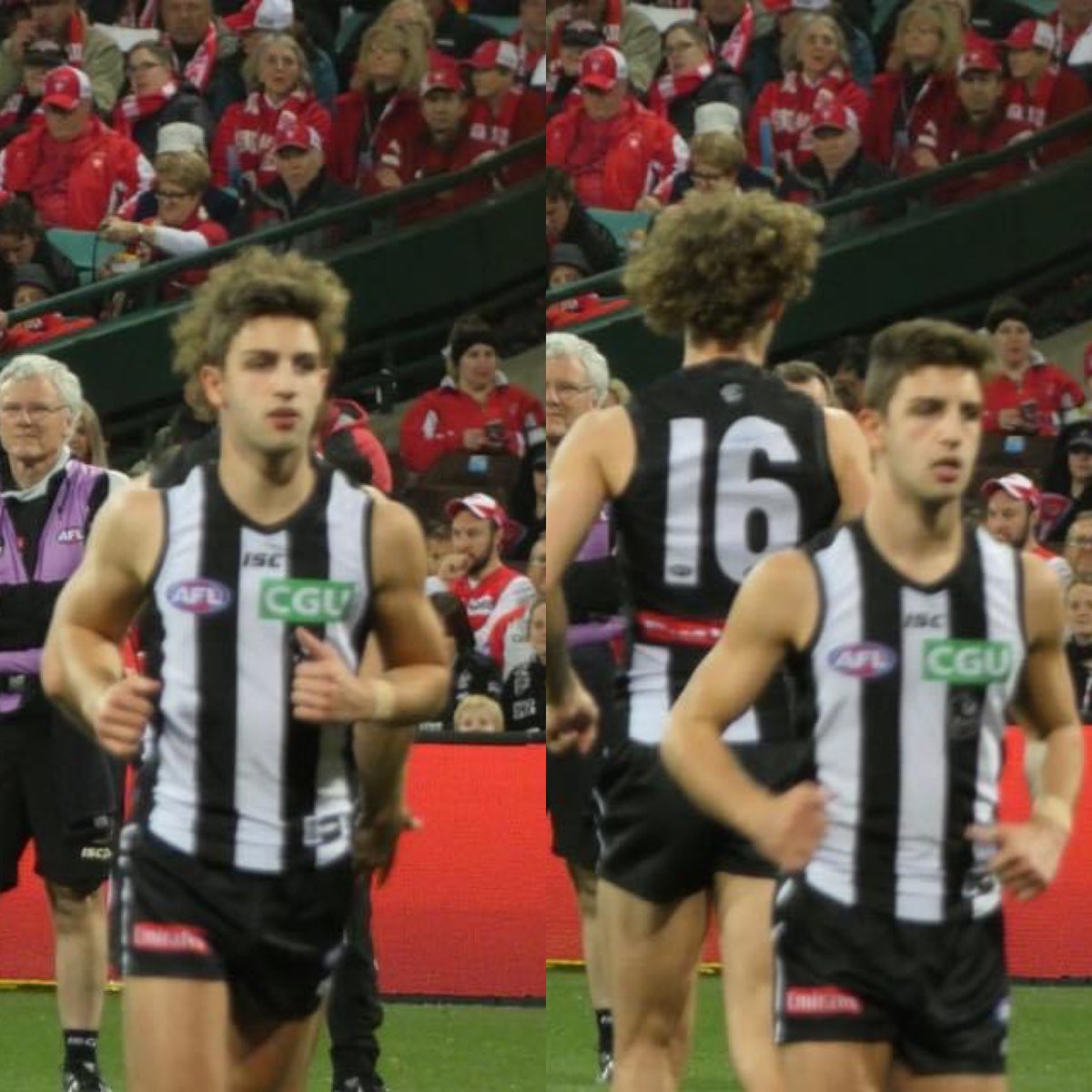 Madness1965's tweet image. Small things amuse small mind.  Still think these pics I took in Sydney a few years ago are hilarious, josh rocking the Fro….oh hang on!! Nekminnut @CollingwoodFC #rightmoment