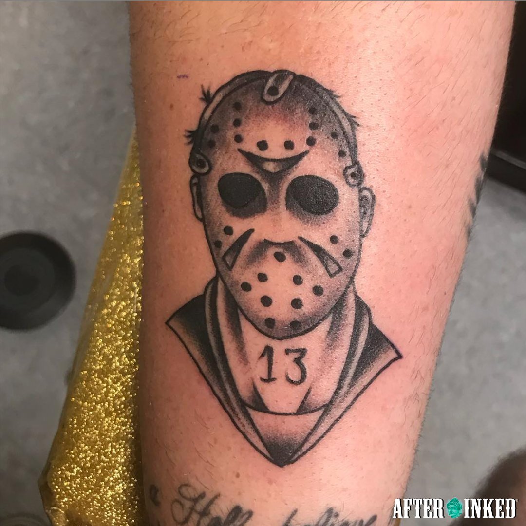 AfterInked's tweet photo. Guess what day it is today, Happy Friday the 13th, enjoy and go get a tattoo. #FridayThe13th #JasonTattoo #afterinked #proudusers #formulatedforperfection #afterinkedeveryday #tattooaftercare #vegan #friday13th #friday13 #jasonvoorhees #scary #toriteratism #jacksonvillejared https://t.co/DQjmmFzgJ6