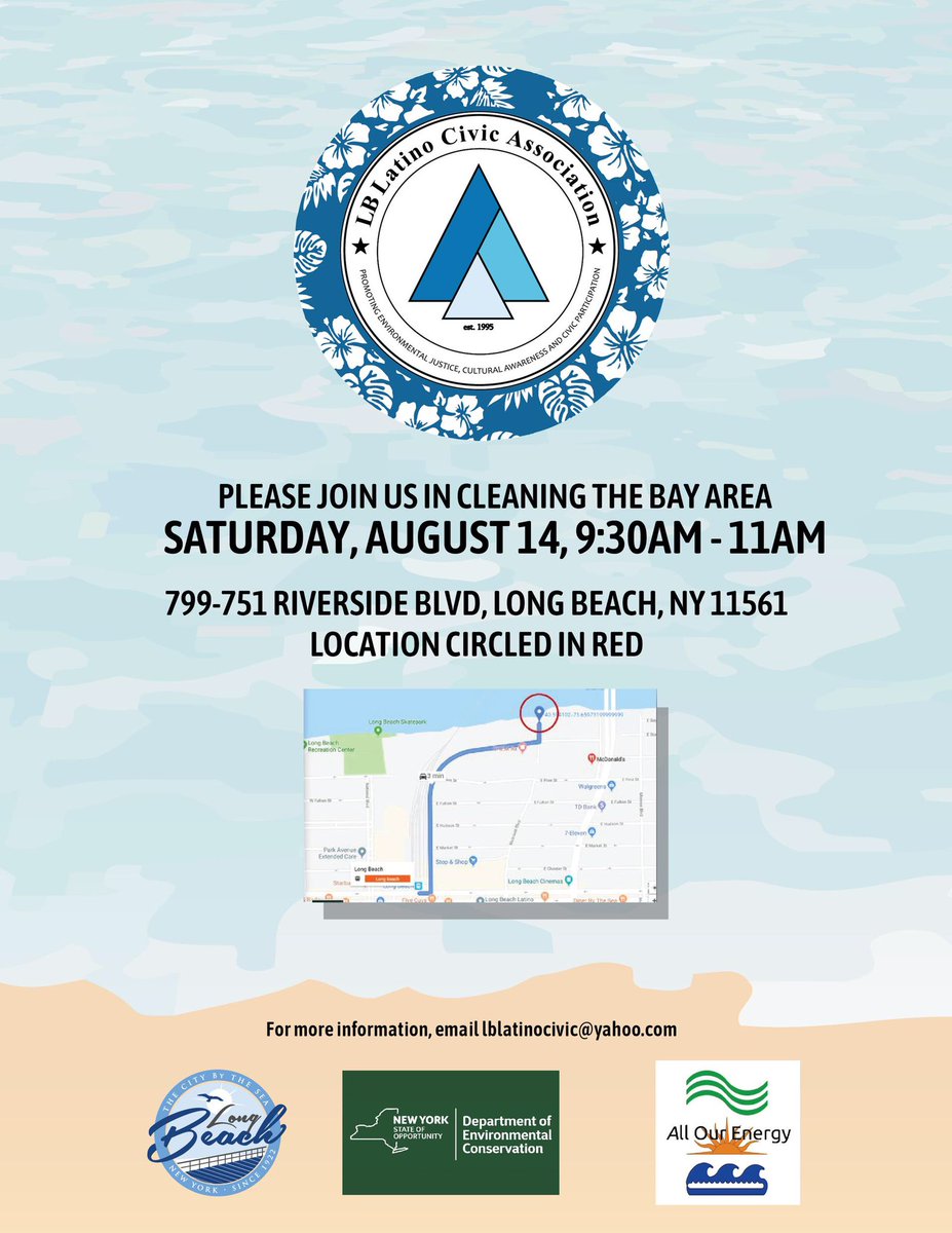 AllOurEnergy's tweet photo. Join us and @LB_LATINOCIVIC for a bay front #beachsweep Saturday 8/14/21 at 9:30am. #beachcleanup #plasticpollution #trash #litter #singleuseplastic #zerosingleuse #marinedebris #recyclables #floatables #sealife #seabirds #oystercatchers #balloonpollution #environment #byobagny https://t.co/EBdkBhQ0pw