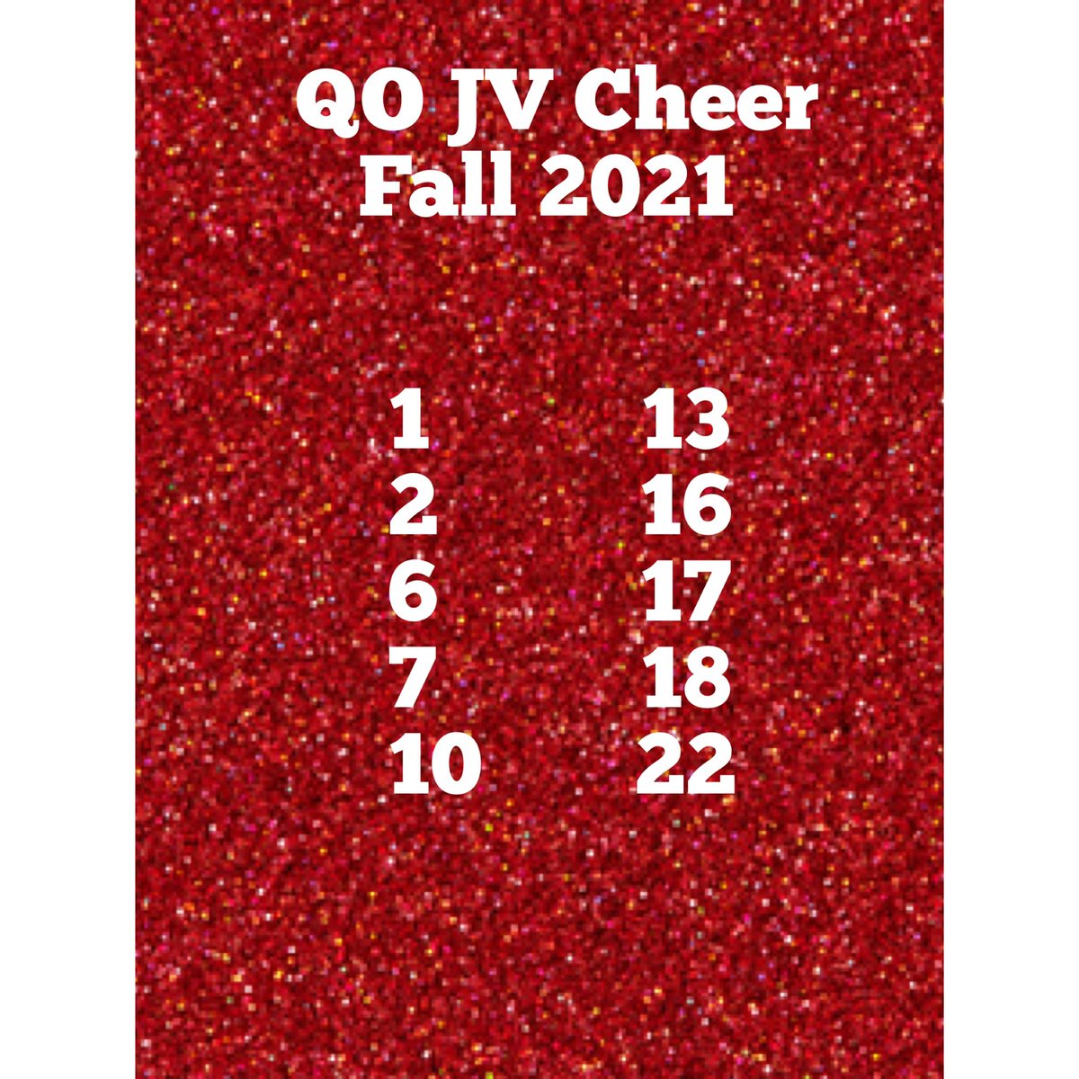 Congratulations to the Fall 2021 JV and Varsity QO Cheer team! 

See you tomorrow at 9 for our first practice!!