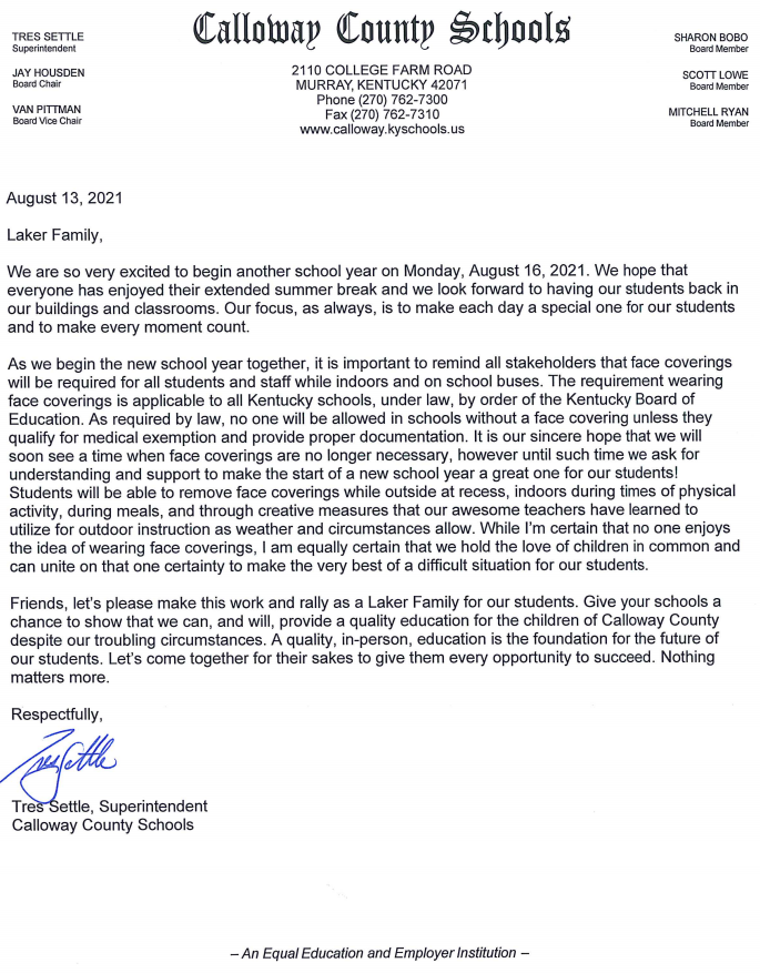 The time is here, Laker Nation! Please read this letter from Mr. Settle and let's make it a great year!  Get some rest this weekend and we will see you Monday!

calloway.kyschools.us/News/624#sthas…

#callowayschools
