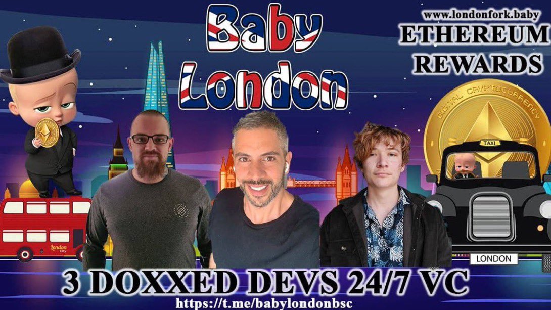 3Ducks_Crypto's tweet photo. ONE OF THE BEST TOKENS on BSC imo!

💎Baby London bringing integrity and transparency to the BSC.
✅10% ETH REWARDS!
🚀Fully Doxxed devs live on webcam 24/7.
👀CG, CMC, Dextools, Coin Telegraph, Yahoo! Finance all still to come!

TG: https://t.co/w3sXJZwbL6

NFA &amp; DYOR, #3Ducks https://t.co/zyOQCqw7b4
