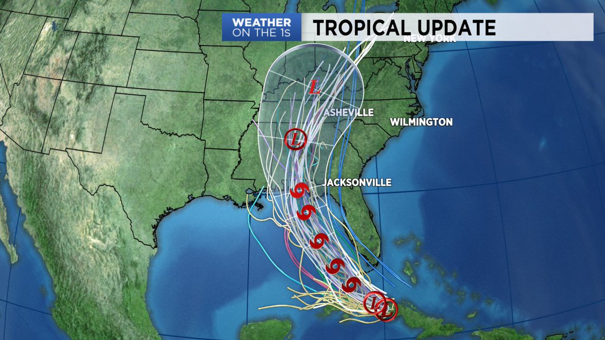 GStephenson_Wx's tweet photo. Models are in excellent agreement on the track of Fred. A path this far west would keep most of the significant impacts of the system away from central & eastern North Carolina. Western parts of the state would see more rain & some flood potential. #SpectrumNews1 #ncwx #TDFred https://t.co/oD3yGSfXsU