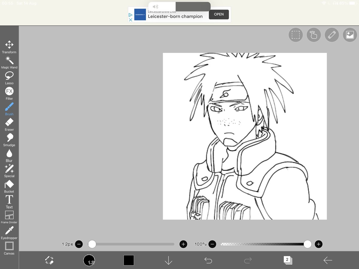 lilbushybrow's tweet image. //what’s underneth kotetsu’s bandage?? 

maybe zits? Ooh what about freckles? Or crazy cat whiskers!?

(quick drawing of Kotetsu)