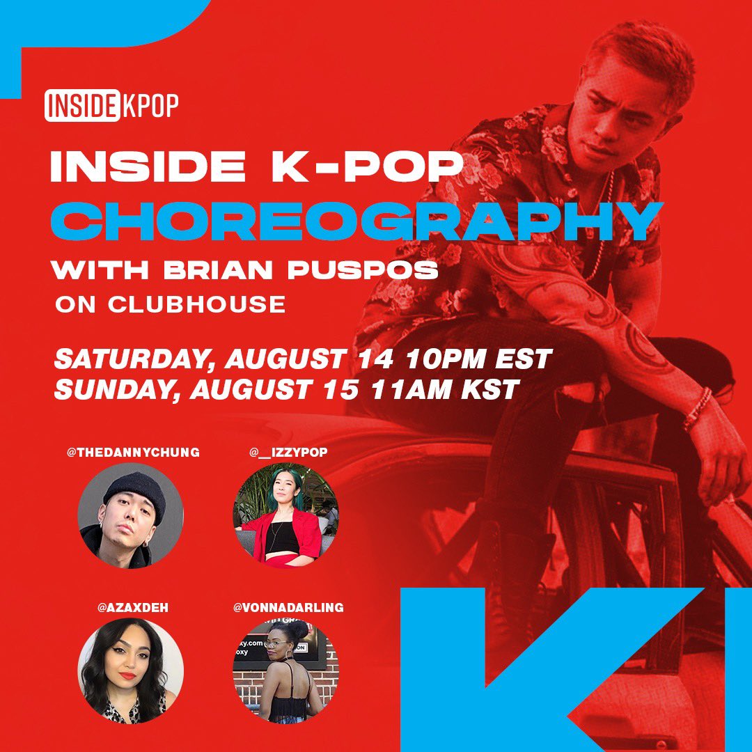 insidekpopCH's tweet photo. Choreographer/Singer/Songwriter @BrianPuspos, who’s worked with #BTS, #SHINee, #EXO, #NCT and Justin Bieber (just to name a few) joins us in conversation about his journey. Come participate in the discussion — link in bio!

🗓 08.14.21 10pm EST // 08.15.21 11am KST https://t.co/3K2L3zpKxy