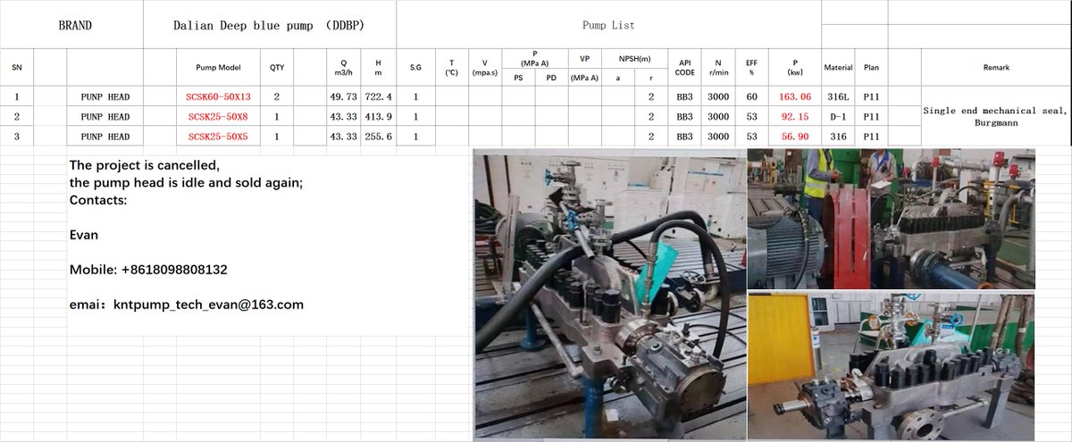 Project cancelled, API610 11th BB3 pump head idle, sold again;
Emai：kntpump_tech_evan@163.com