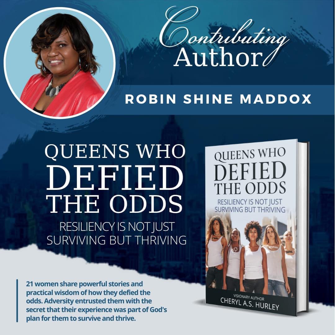 Robinmindy's tweet photo. I'm so excited to share that I am a contributing author in this powerful new compilation - Queens Who Defied the Odds ~ Resiliency is not just surviving but thriving.

Release date coming soon...stay tuned!!

#SHESHINES https://t.co/CCwFFK3WXE