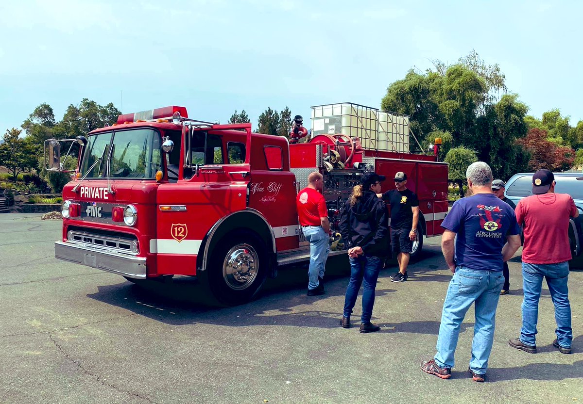Training in using <a href="/VineCliffWine/">Vine Cliff Winery</a> fire truck, preparing for the coming season. #bigredfireengine #firefighting