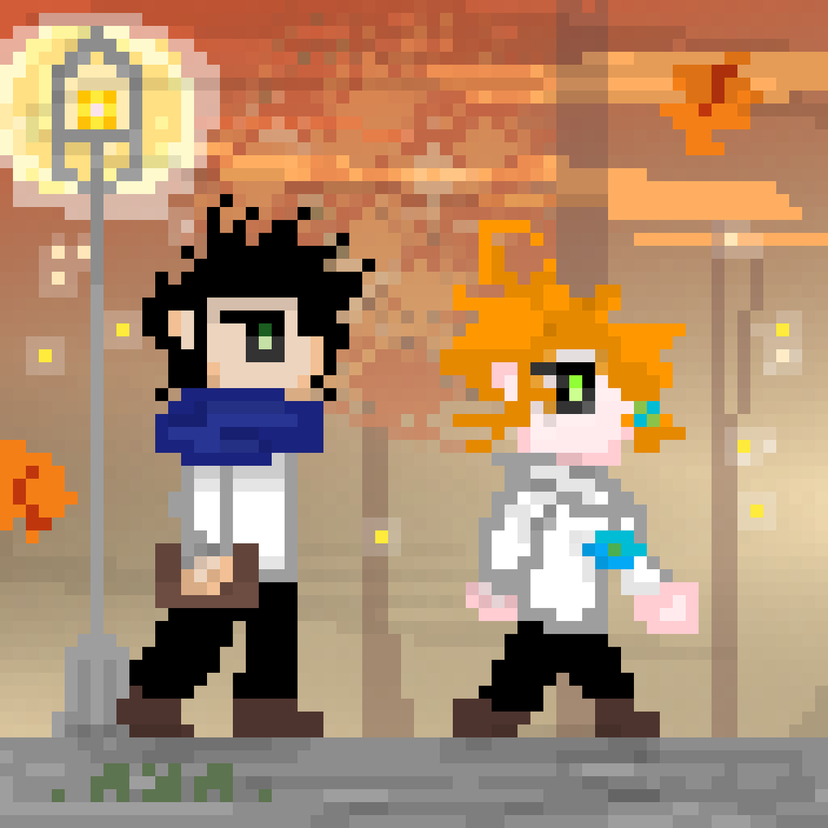 It's not autumn but eh #RayEmma #tpn #tpnmanga #pixelart #FANART