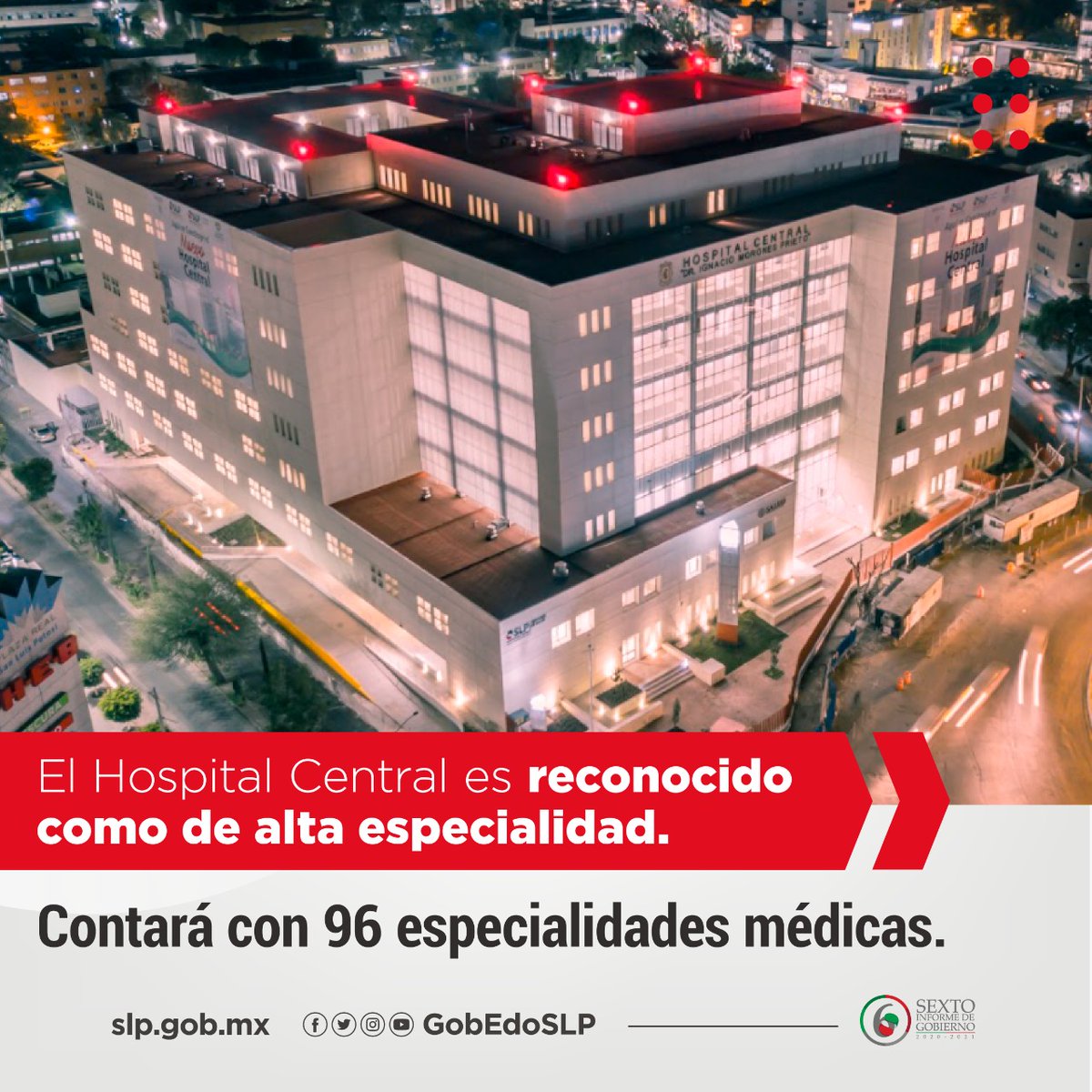 GobEdoSLP's tweet photo. Fortalecimos la infraestructura de los Servicios de Salud modernizando el Hospital Central, reconocido como de Alta Especialidad.
#ProsperamosJUNTXS
#InformeJMCarreras https://t.co/7gukglnTcX