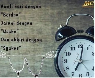 Awali hari dengan beroa
Jalani dengan usaha
Dan akhiri dengan syukur

Ok gaess !!!

___________
Nitip: 
Sabtu 14 Agustus 2021, BNI MOBILE BANKING, Faldo, Ben White
#Jokowi404NotFound