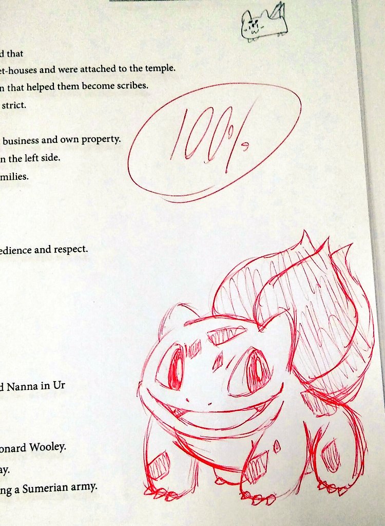 I still think about this Bulbasaur I drew for this one kid when I teacher aided a 6th grade class

Man. 