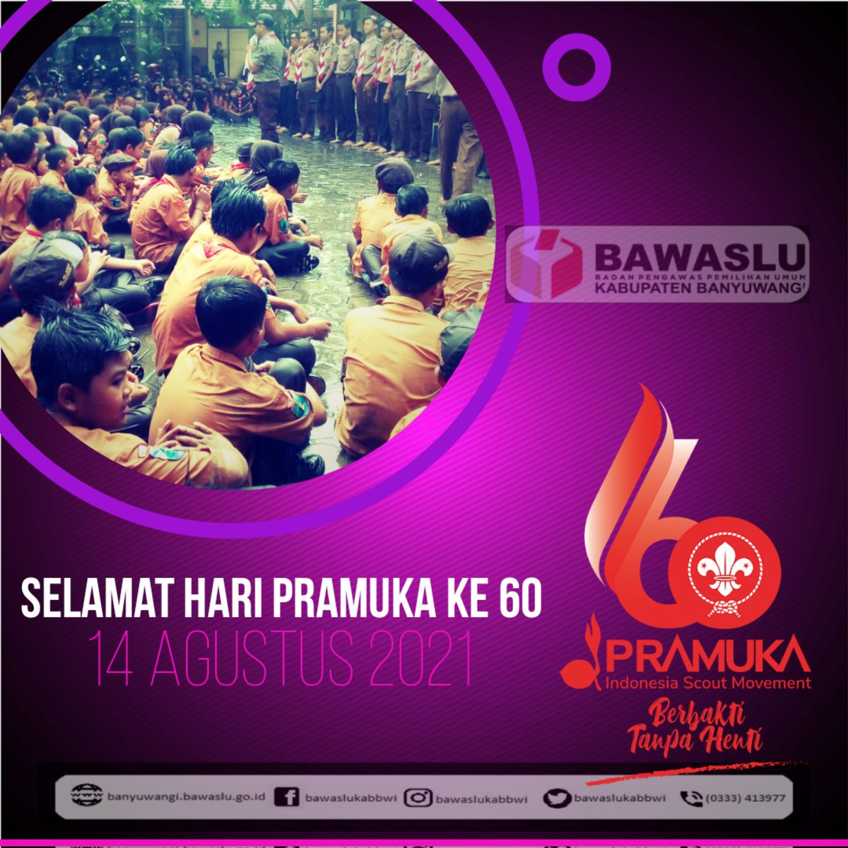 Selamat Hari Pramuka ke 60, Berbakti Tanpa Henti.

#bawaslu
#bawaslukabupatenbanyuwangi
#cegahawasitindak.