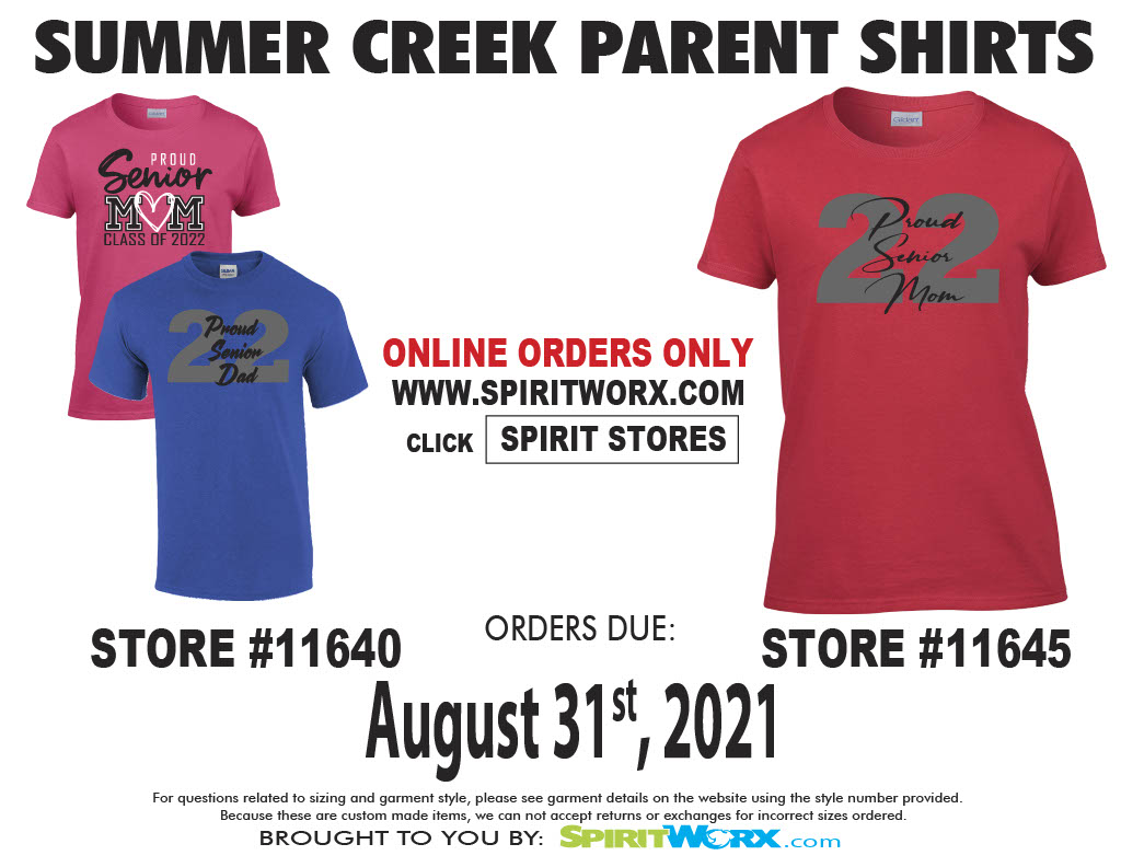 Senior Parents…  Don’t forget to order your shirts!