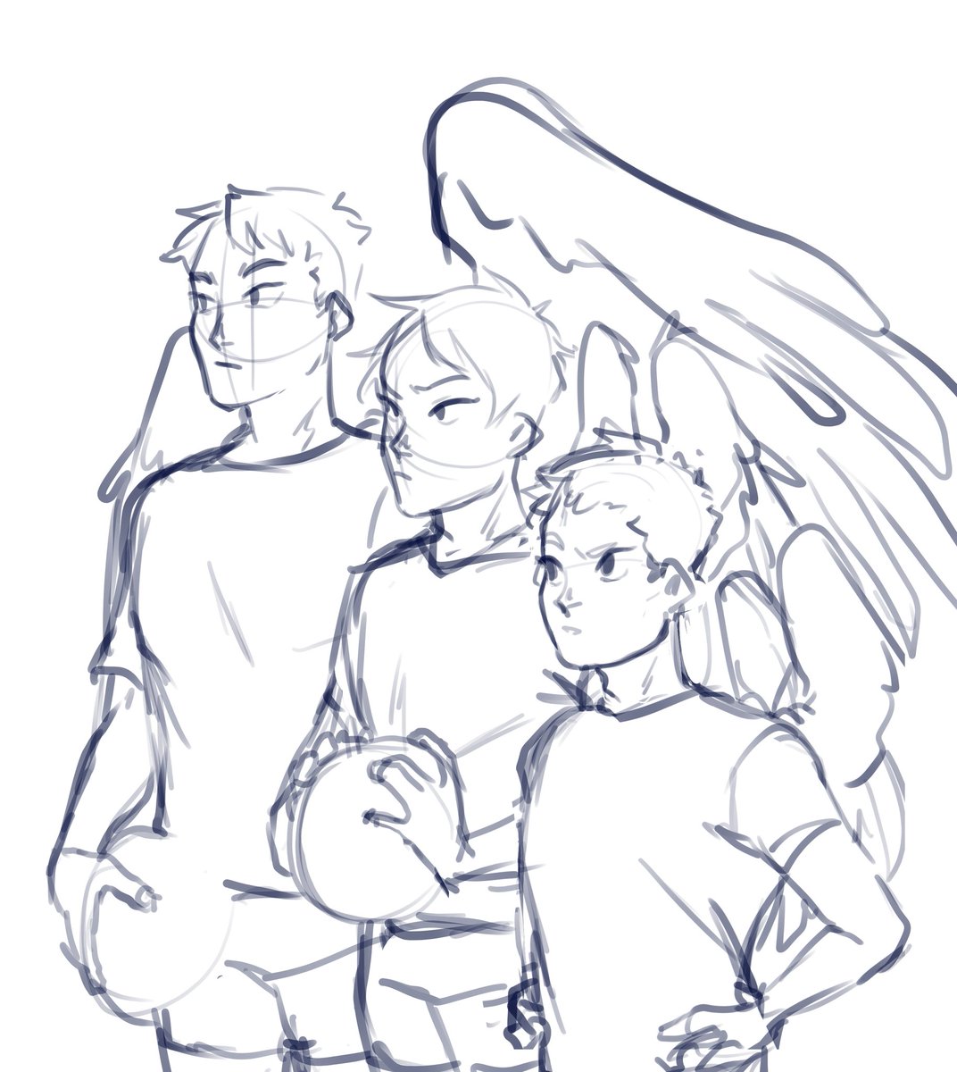 + some adlers sketches as catboys and wing au :3 ( wings from their respective hs birds) 