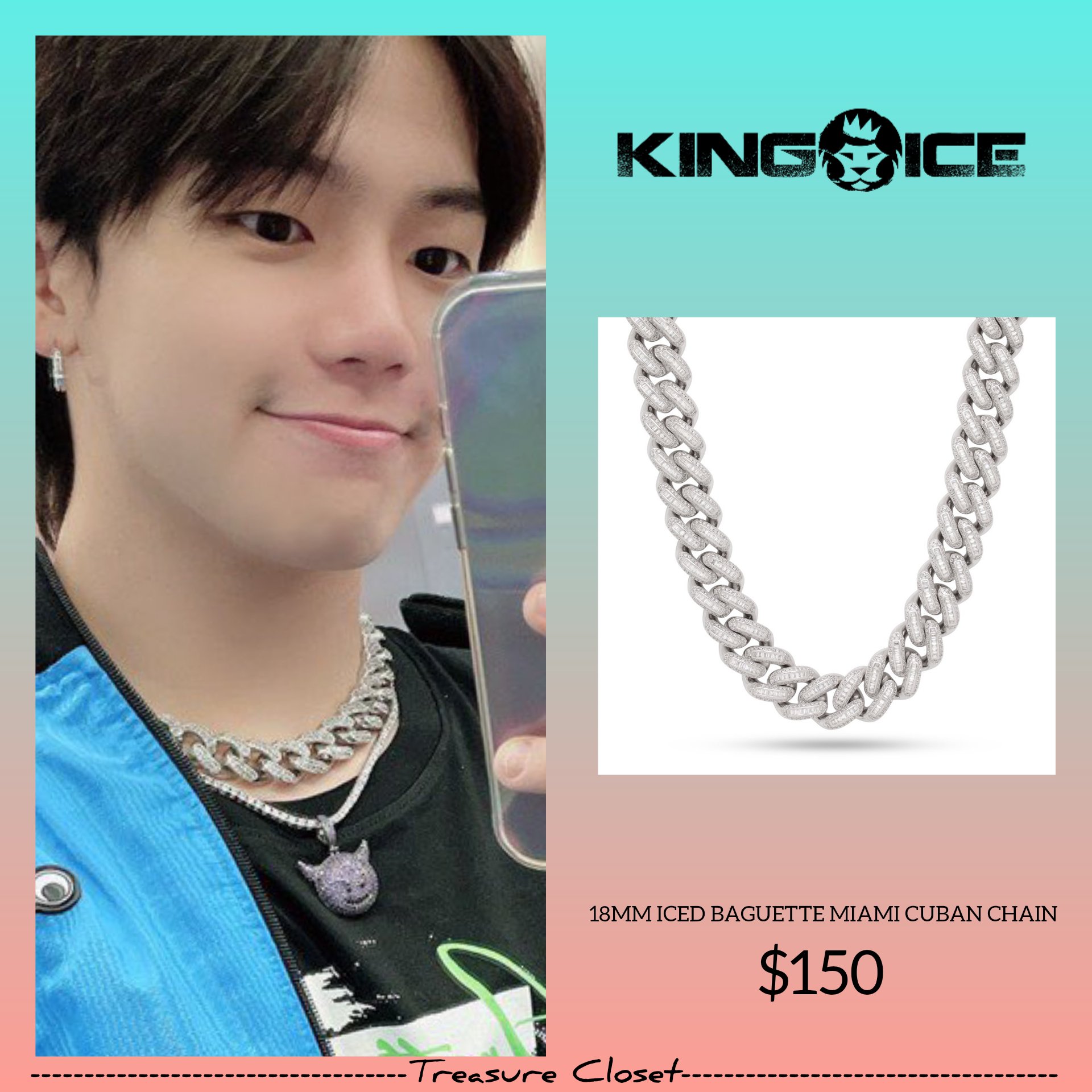 日本未入荷 KING ICE☆18MM ICED BAGUETTE MIAMI CUBAN CHAIN 18mm Classic Iced Miami Cuban Link Chain | Hip Hop Jewelry