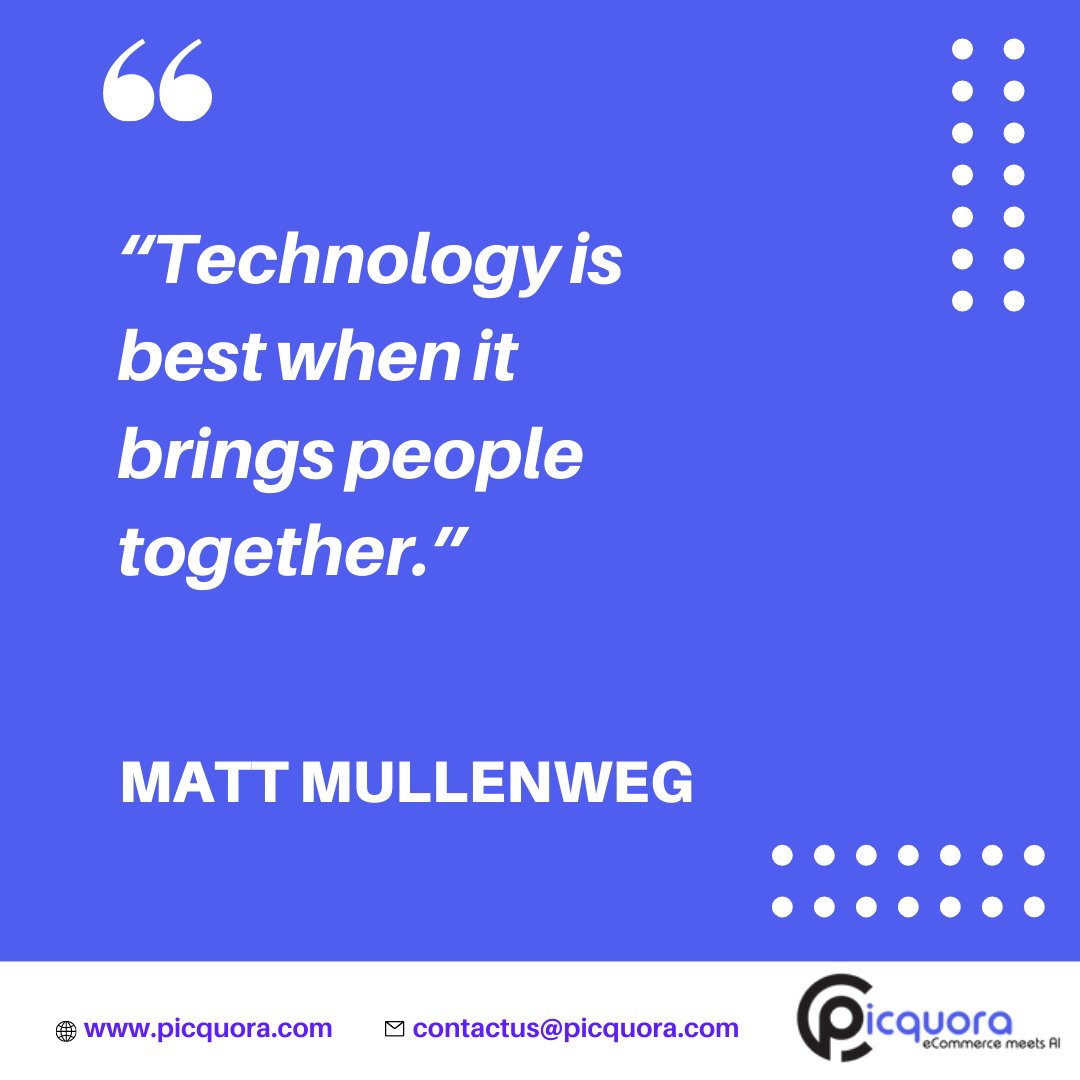 picquora's tweet photo. “Technology is best when it brings people together.” – Matt Mullenweg

#Motivation #quotes #qotd #businessquotes #customers #success #AR #technologies #Technologyquotes #stevejobs #Apple https://t.co/3fp67WPIwS