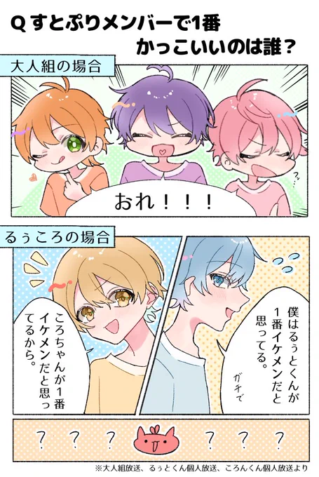 『Q すとぷりメンバーで1番かっこいいのは誰?』

💛💙

#すとぷりギャラリー
#るぅとくん #ころんくん 