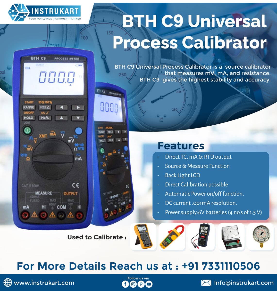 instrukarthold's tweet image. BTH C9 Universal Process Calibrator
➤For Direct Purchase of the Instrument Visit: instrukart.com/.../bth-c9-uni…
#processcalibrator #universalprocesscalibrator #multifunctioncalibrator #calibrator #bthc9calibrator