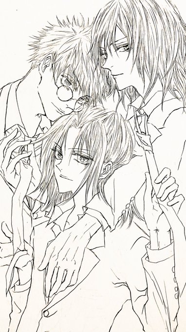 マイキー、悟、消太の線画、色味決めてない😇#アナログイラスト 