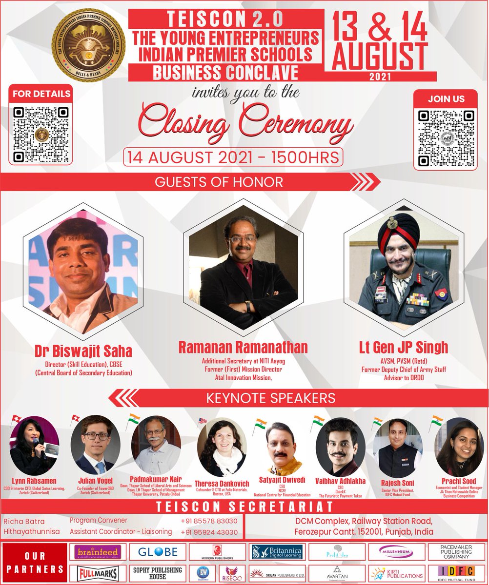 teisconindia's tweet photo. All are invited to join the Closing Ceremony (scan the QR code) at 3:00 PM today.
#thankYou #teiscon #businessconclave #closing #ceremony #corporate #entrepreneur #startup #indiatoday #CNN #forbes #Bloomberg #Reuters #bse #nse #stockmarket #bulls #bears #economy #rbi https://t.co/EJ35GbS3j6
