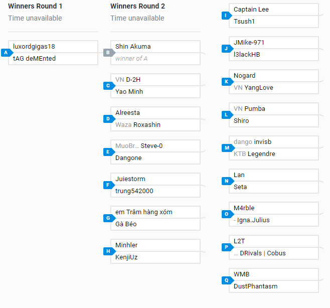 FgcDango's tweet photo. Here's our updated seeded bracket for today TVC. please note your match and be on time. Our checkin channel will be closed at 14:15 GMT+7. 
Livestream will be available here: https://t.co/9MX5OUxvCp 
#Tekken #Tekken7 #TekkenVietnamChampionship #TekkenOnlineChallenge #tekkenesport https://t.co/vy46TgWI4P