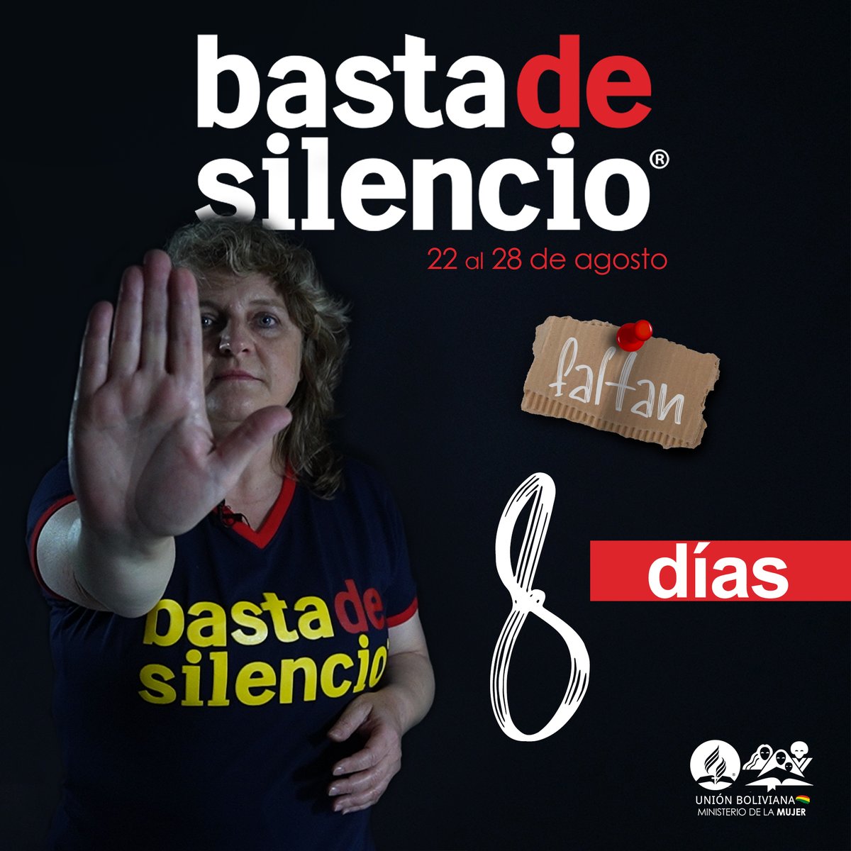 adventistas_bo's tweet photo. ❌#BastaDeSilencio🇧🇴✋🏼
¡Ya llega la semana Basta de Silencio!
FALTAN 8️⃣ DÍAS
🗓Del 22 al 28 de Agosto
¡COMPARTE ESTA INFORMACIÓN!📲
#AdventistasBolivia https://t.co/4J9p0uz9Zw