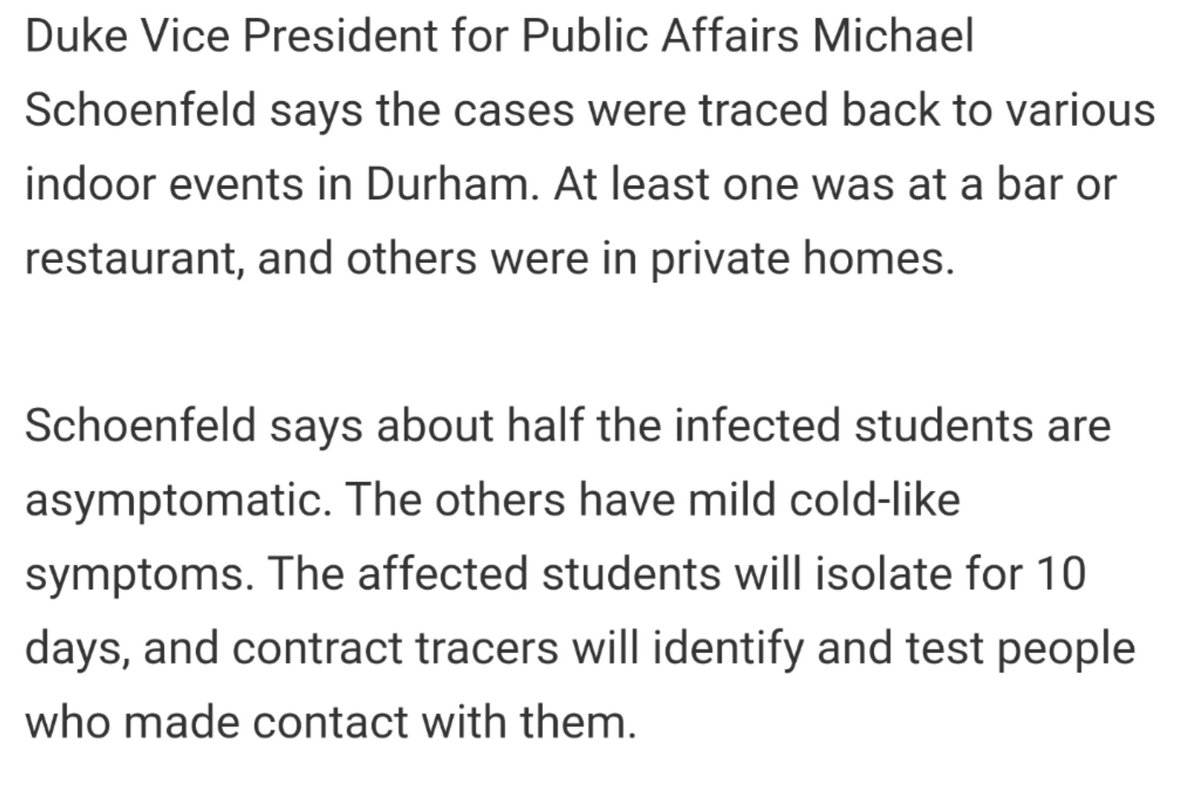 TheNickFoy's tweet image. Outbreak at Duke among vaccinated students. 

Half were asymptomatic; half mild cold symptoms.

How long are we going to continue living life like this?