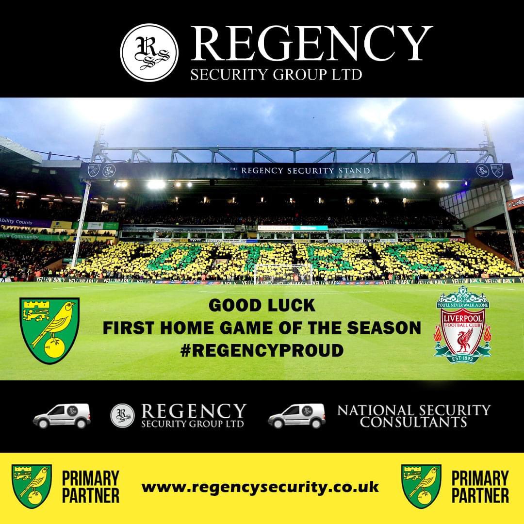 RegencySecurity's tweet image. Here we go again. So excited about the first home game. Good luck @NorwichCityFC , have a fantastic season in the Premier League. We are extremely proud to be supporting a great club. #RegencyProud #NCFC #OTBC #RegencyProudNorwich #Football