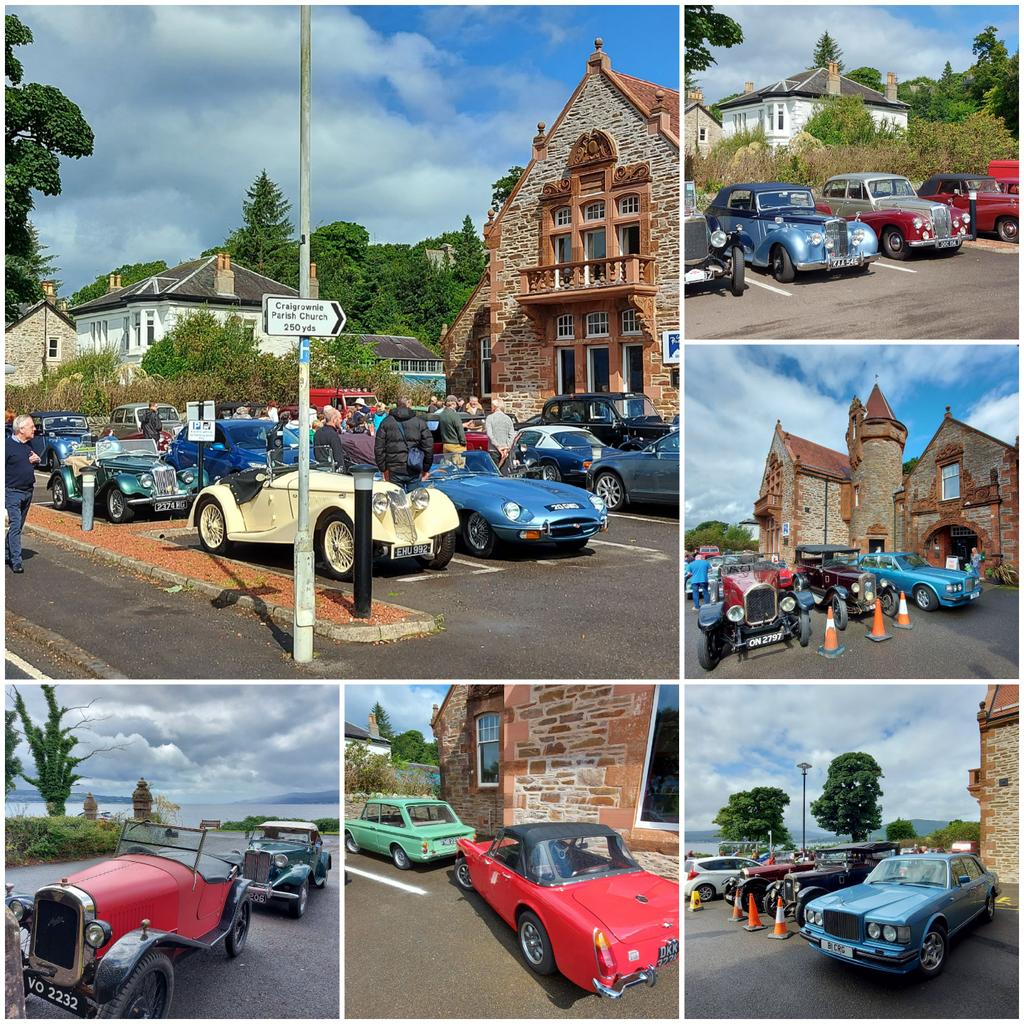 An interesting variety of cars visiting #CoveBurghHall today.