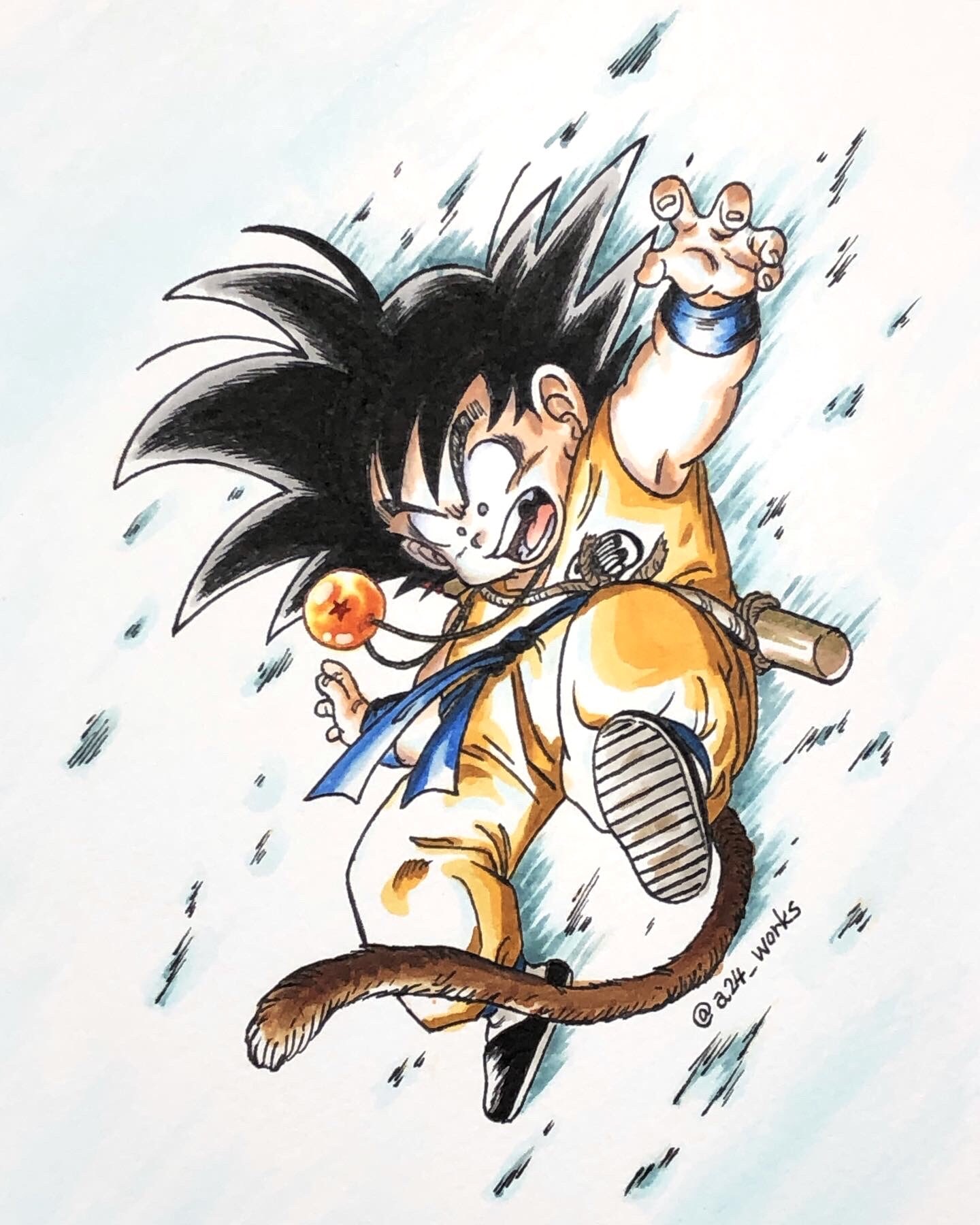 4wks 孫悟空 完敗 ドラゴンボール 孫悟空 悟空 孫悟空イラスト 少年悟空 ピッコロ大魔王 ドラゴンボールイラスト ピッコロ大魔王編 鳥山明 鳥山明リスペクト 模写 コマ模写 コピック Copic Illustration Manga Reproduction