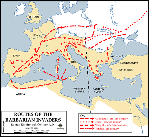 Roma Imparatorluğu'nun zayıflamasına ve Batı Roma'nın dağılmasına yol açan göç hareketleri.