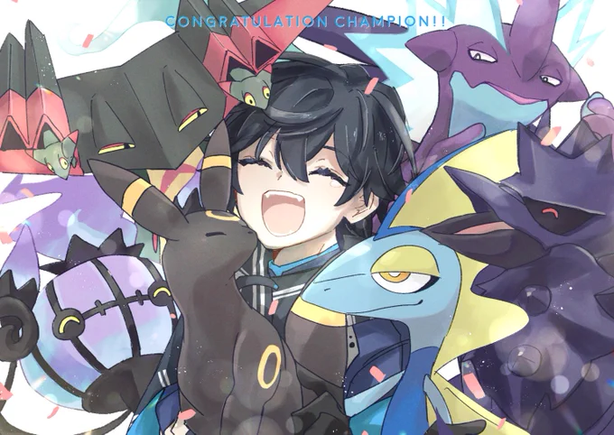 ポケモン剣チャンピオンおめでとう〜!!🎉🐈‍⬛👑🎉 #AXIART 