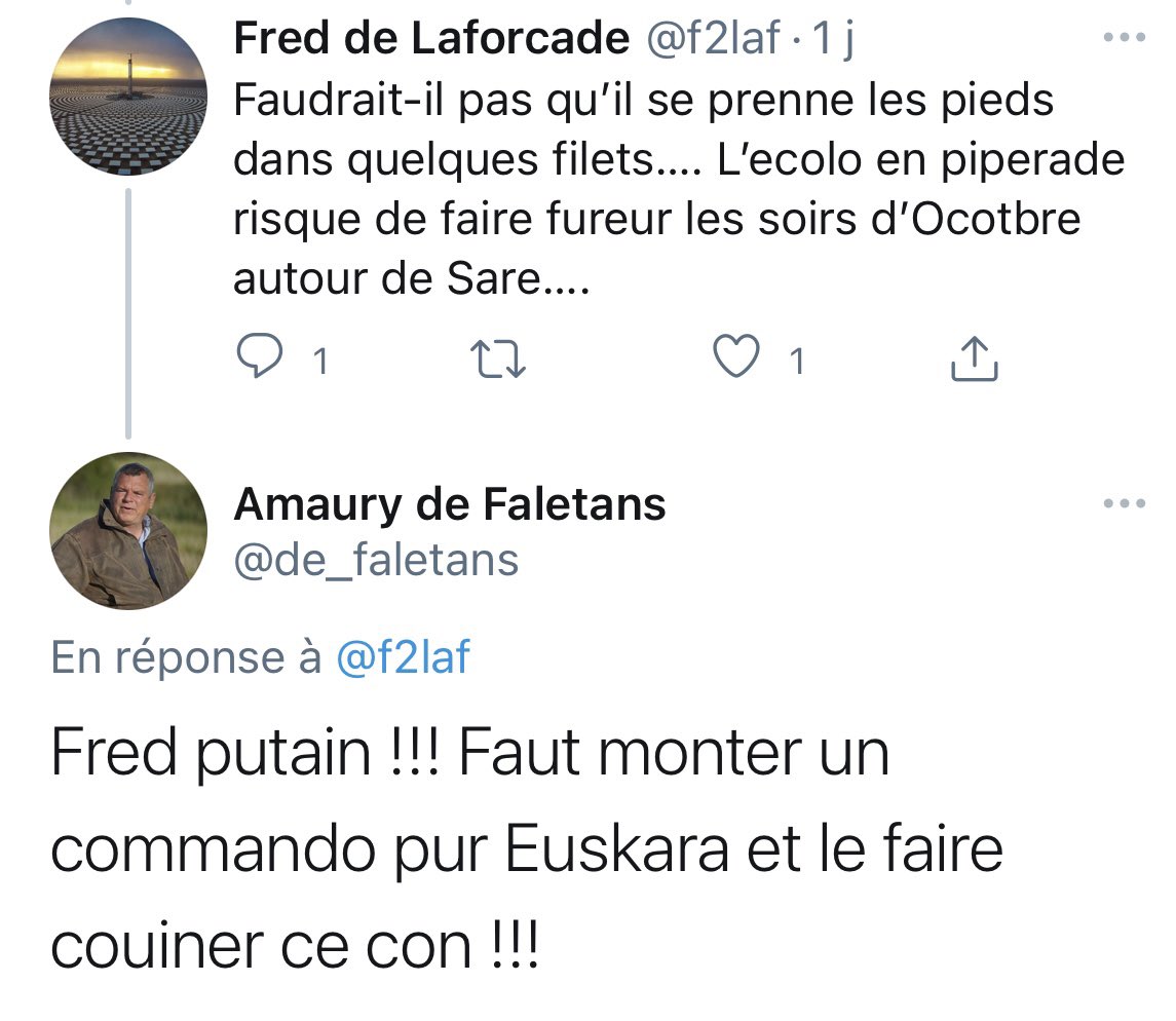 hugoclement's tweet photo. Plainte déposée ce matin contre ce responsable de la FDSEA 31, qui appelle à « monter un commando » pour « me faire couiner ». 

Aucune menace ne nous empêchera de continuer notre travail d’information. https://t.co/Njt7VagP3l