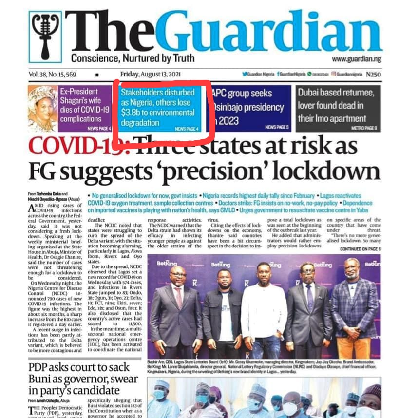 AdedoyinOnline's tweet photo. Our #policy #brief on the #post2020 #Global #biodiversity #Framework and the #YOUTH has been reported on the frontpage of @GuardianNigeria .The #policy brief was published on #InternationalYouthDay within @isnad_africa 's #EcoKnowledge   Derivatives with support from @WWF_Africa https://t.co/KNXJ5tWSRX