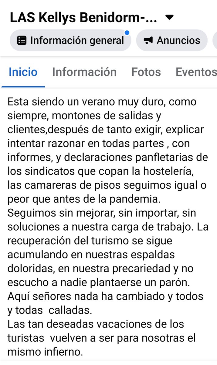 Y ahora que hacemos?
Seguir aceptando, callando. SUSTENTANDO EL ABUSO, PERMITIENDO QUE LA RECUPERACIÓN ECONÓMICA DEL SECTOR CAIGA SOBRE NUESTROS HOMBROS DOLORIDOS, BENIDORM A TOPE, Y NOSOTRAS A REVENTAR X EL EMPRESARIO, POR LA CUIDAD, MENOS X NOSOTRAS