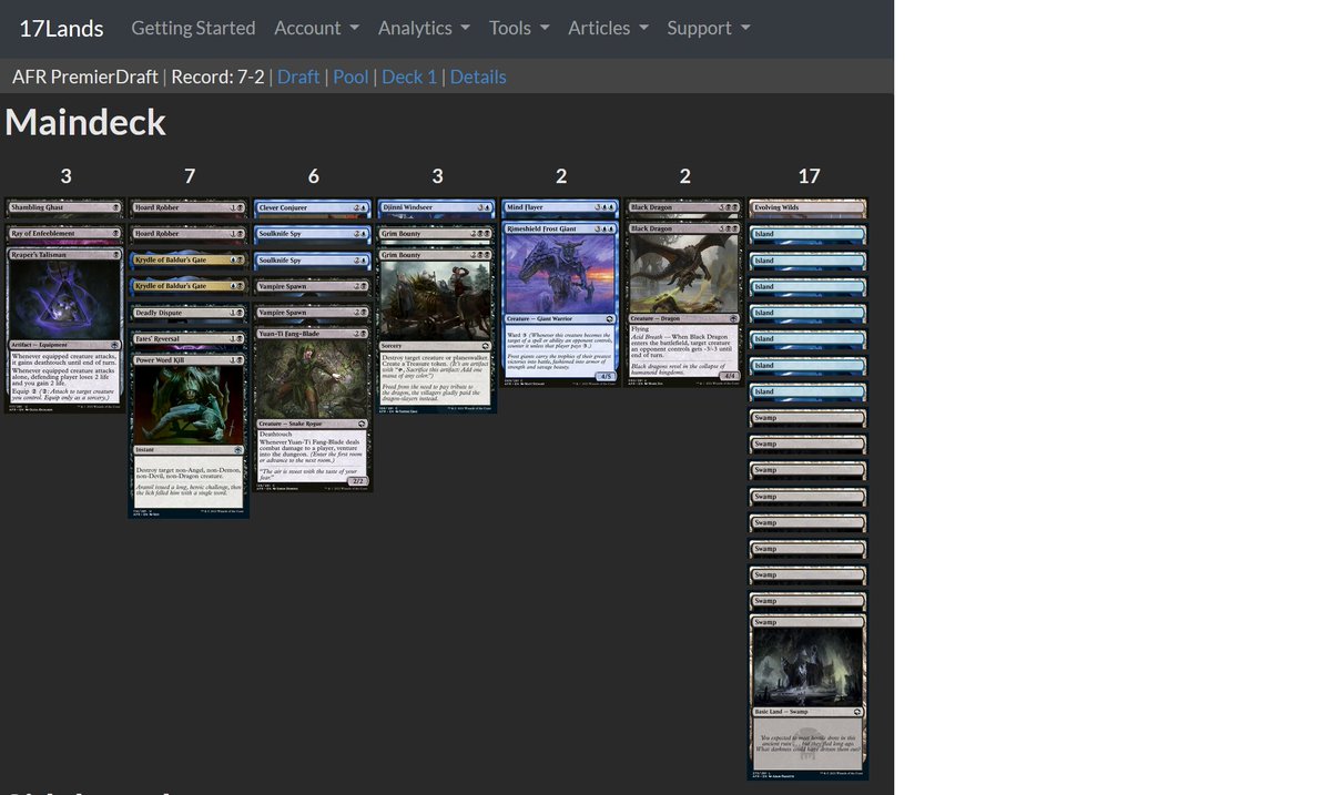 tanillus's tweet photo. After going 6-1 in draft challenge I had some premier drafts... Here are some of my last trophy decks, enjoy. Not only rakdos! https://t.co/qi1y7IYmgJ