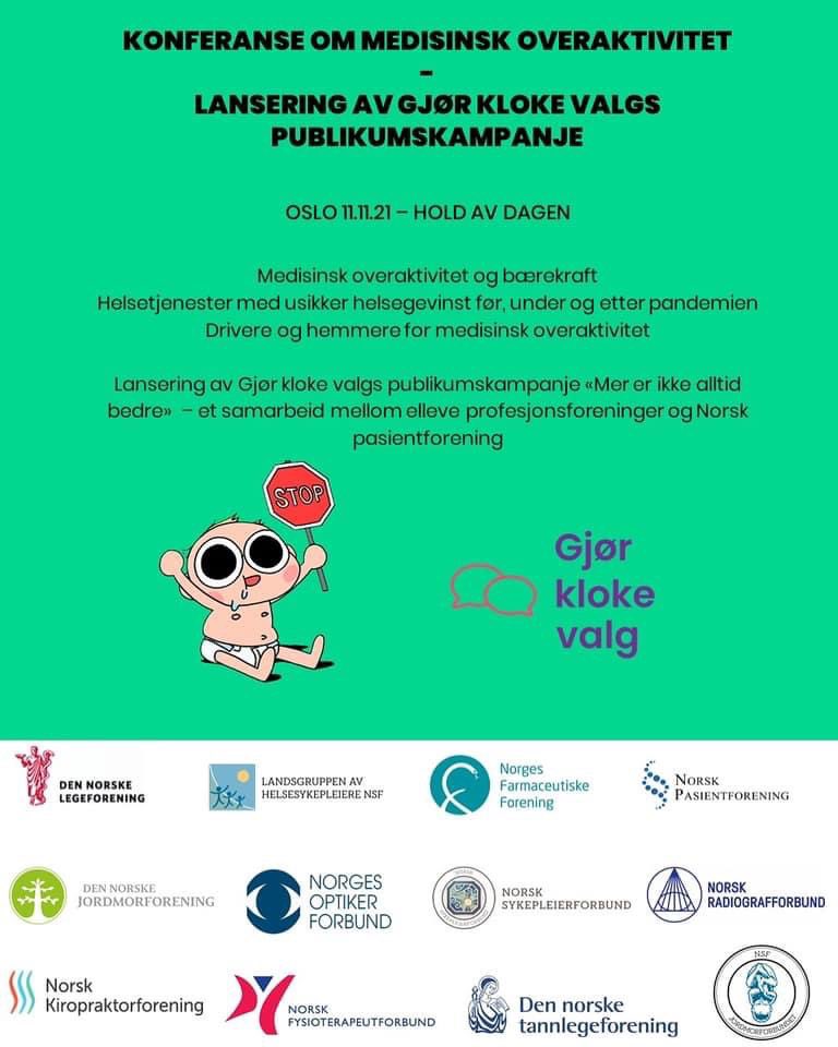 KlokeValg's tweet photo. HOLD AV DATOEN 🚨Hold av 11.11.21!🚨

Da blir det seminar om medisinsk overaktivitet og lansering av Gjør kloke valgs publikumskampanje. https://t.co/m4X0kEdVWj