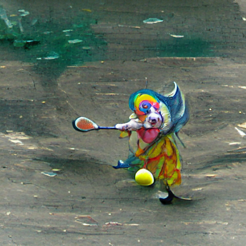 gavinfsmith's tweet photo. @rabovitz I'm guessing that because you are on the bleeding edge, this is AI....and probably the result of a similar AI that I used to create this image from the text input "clown playing tennis" https://t.co/EQbJQVfTWb