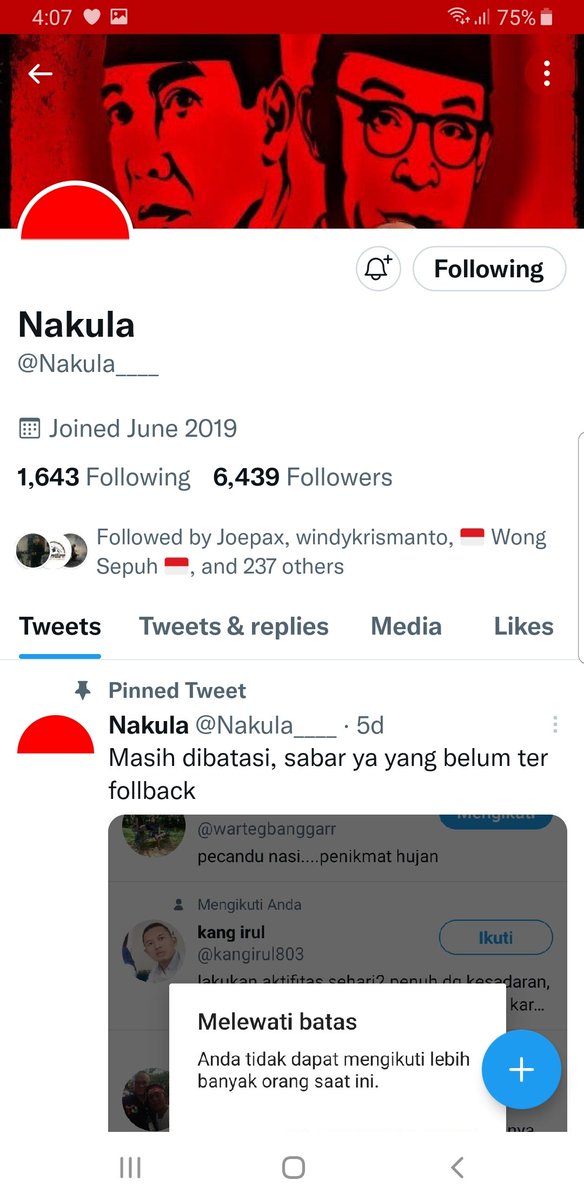 Semangat wiken
Tau kan akun senior ini
<a href="/Nakula____/">Nakula</a> 
Ayoo klik follow nya yah
Tp sabar soal polbel krn ada pembatasan.
Nuhun Om Tante