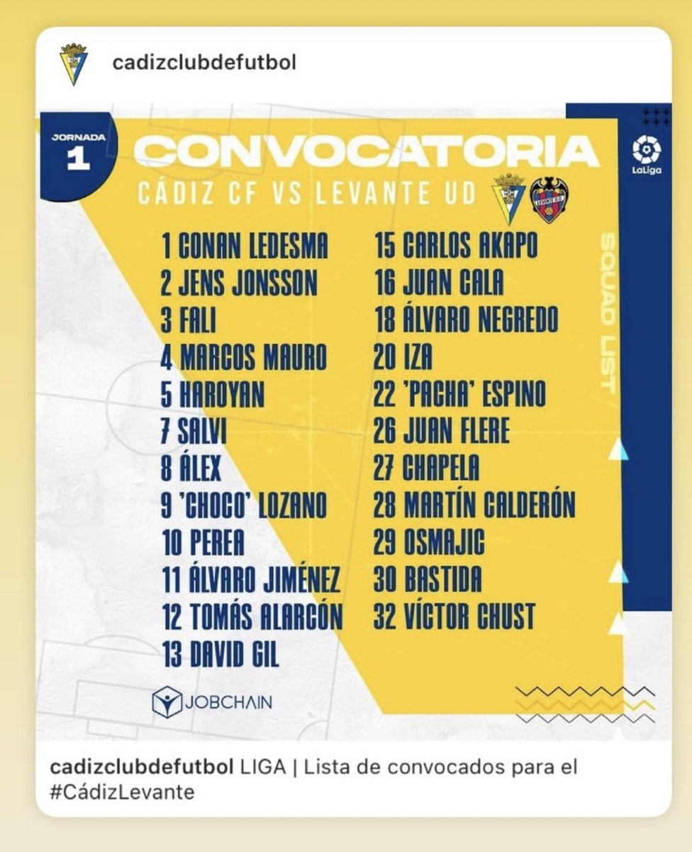🎊CÁDIZ C.F. 🎊

¡Estamos de enhorabuena! 

Dos jugadores formados en nuestra escuela han sido convocados para el primer partido de la temporada del Cádiz C.F. 

2️⃣7️⃣ Chapela 
3️⃣0️⃣ Bastida

Les deseamos la mayor de las suertes. 

¿Alguien da más?